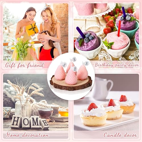 Miniatura 7 de Nuanchu 8 Piezas Velas de Fresa con Forma de Fresa Cera Perfumada Mini Cera de Soja Perfumada Linda Vela Decorativa para Dormitorio Baño Decoración