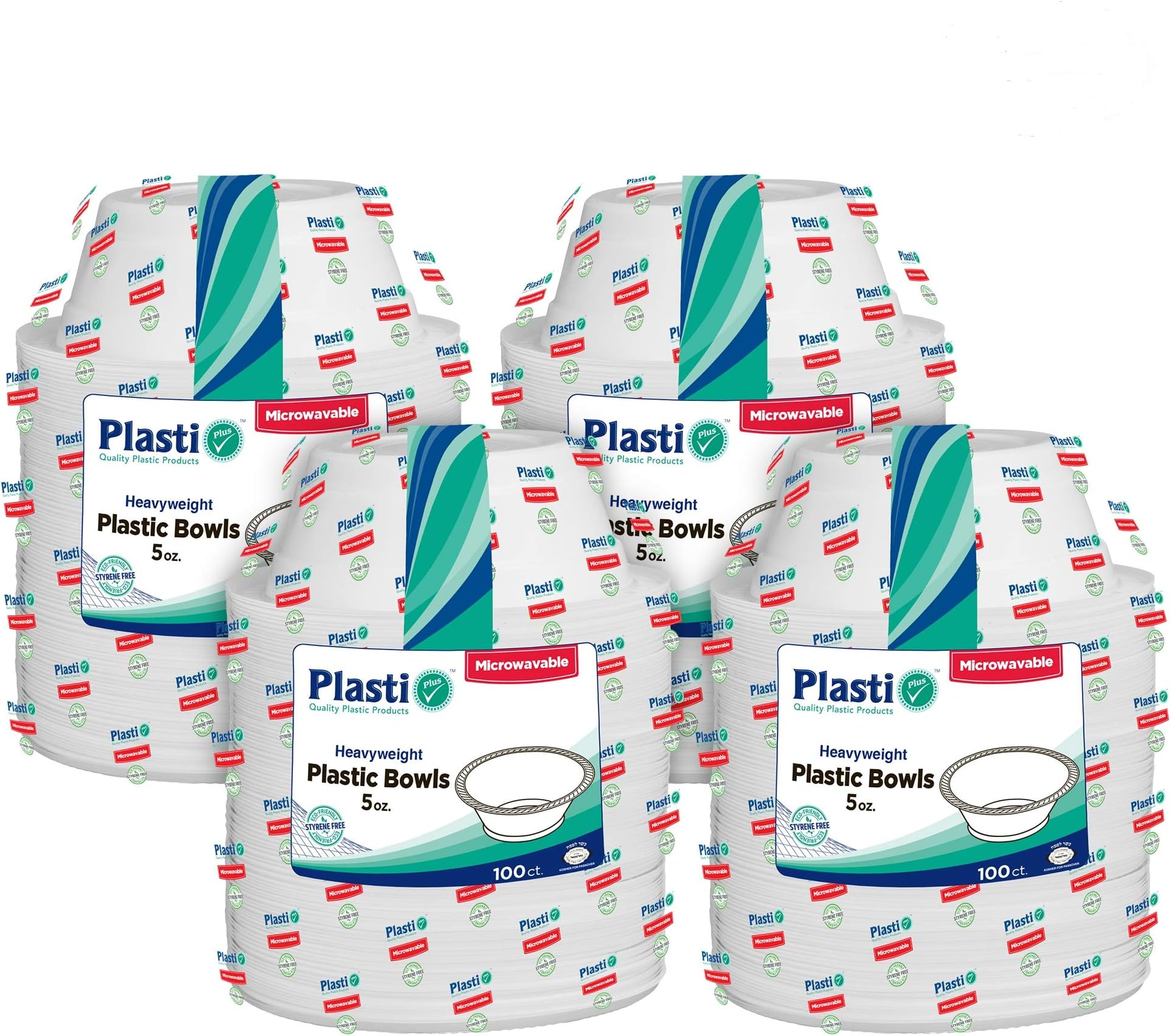 [400 Count] Plasti Plus Disposable Plastic White 5 oz Heavy Weight Dessert Bowls, Great for Weddings, Home, Office, School, Party, Picnics, Take-Out, Fast Food, Outdoor, Events, Or Every Day Use,