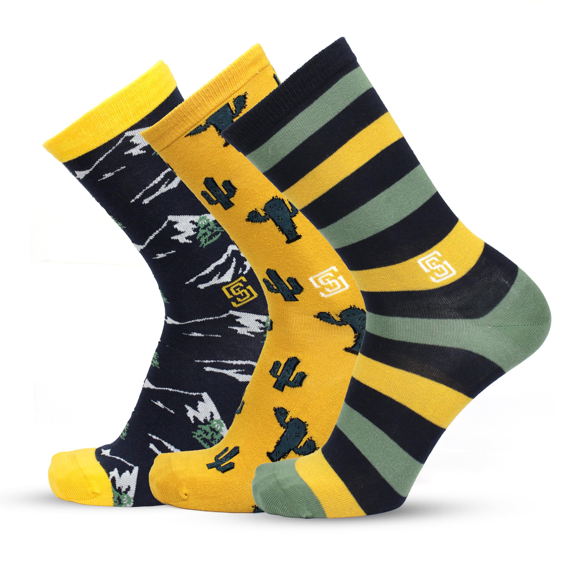 Crew Socks for Men, Quirky Pattern Printed Socks Pack of 3 - Happy Tails Trio-image-35