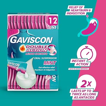 Gaviscon Double Action Mint Flavour Liquid Sachets, 12 x 10 ml