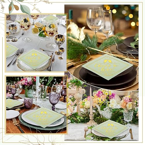 Miniatura 6 de Panelee 100 servilletas de despedida de soltera de 3 capas, desechables, papel de aluminio dorado, servilletas de cóctel para bebidas, cena,