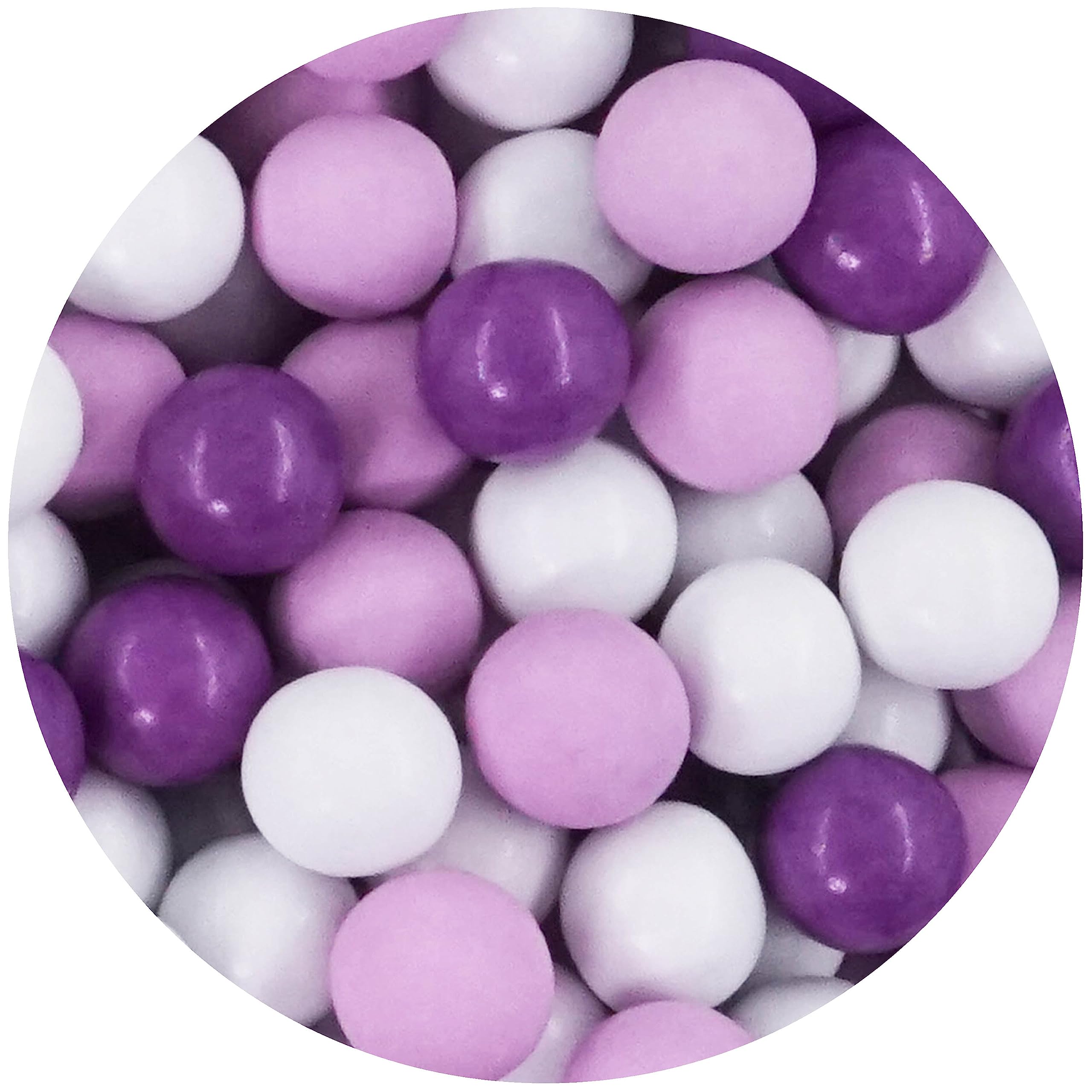 EinsSein 1kg Schokokugeln Mix small weiss-flieder-lila glanz Gastgeschenke Hochzeit, Taufe, Kommunion, Konfirmation perfekt für Reagenzgläser - Alternative für Schokolinsen, Hochzeitsmandeln,