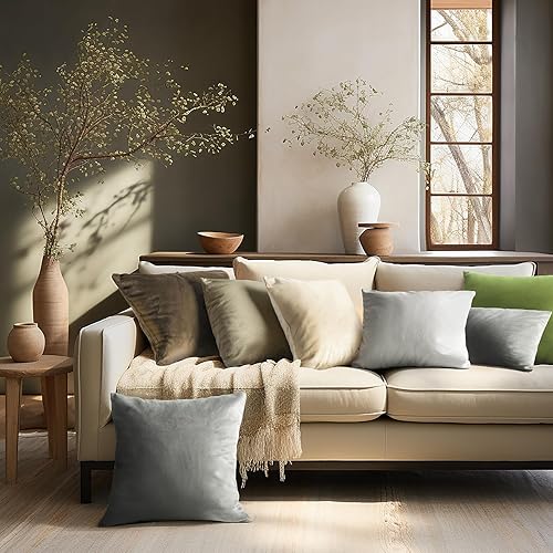 Miniatura 5 de Phantoscope Paquete de 2 fundas de almohada decorativas de terciopelo suave y sólido para sofá, color café oscuro, 18 x 18 pulgadas, 17.7 x 17.7 in