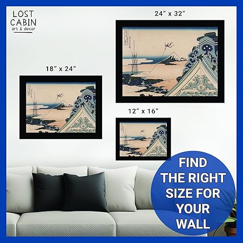 Miniatura 6 de Lost Cabin Asakusa Honganji Temple por Katsushika Hokusai  Impresión en marco plano negro  Reproducción de pintura de obras de arte finas  Regalo de