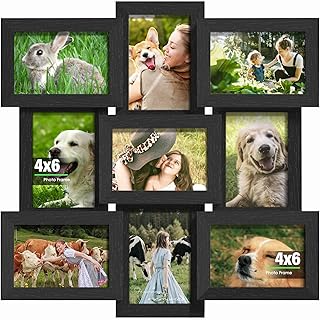 DUENPY 4x6 Collage Frame 9 Pack Glass Front Black Assembly Required