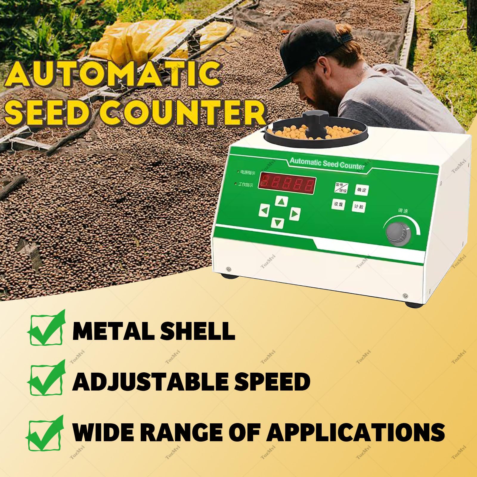 Contatore automatico per semi di piccole e medie dimensioni, strumento elettrico per conteggio delle particelle con manopola di controllo della velocità, uso in laboratorio agricolo