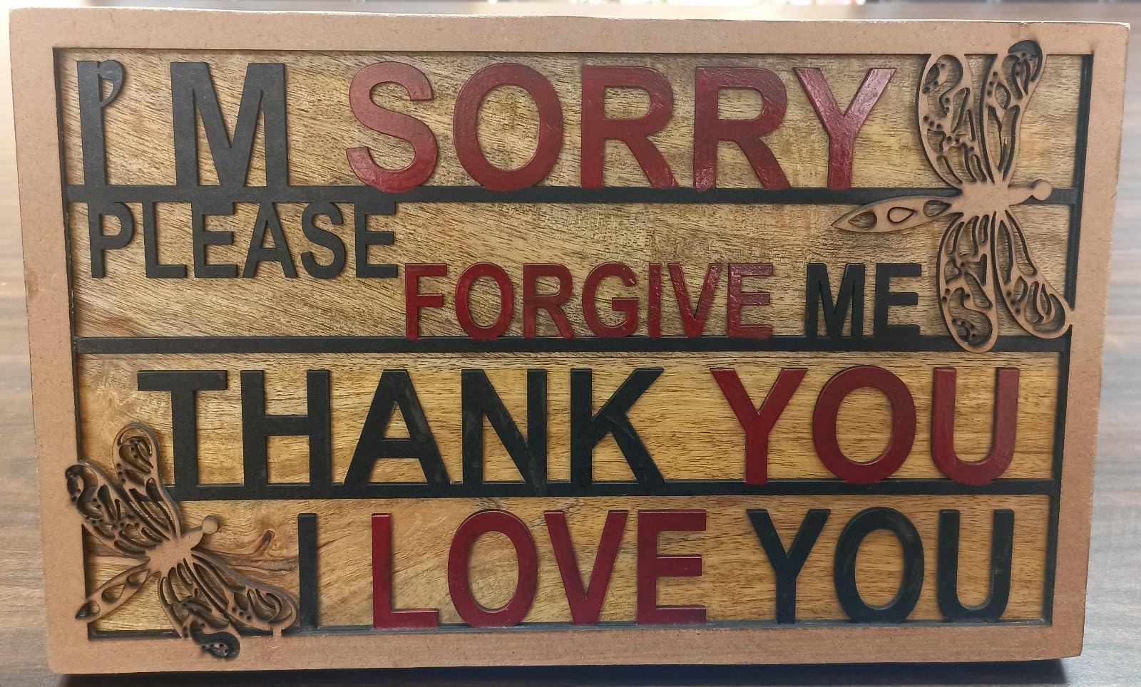 Ho'oponopono Meditation Table Top wall Decor, Hawaiian Prayer Wall Art, Natural wood Quote Display with Butterfly Design.-image-22