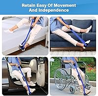 Vista 2 de Correa de levantamiento de piernas de 39 pulgadas de largo con asas acolchadas y bucle para el pie, levantador rígido de piernas, kit