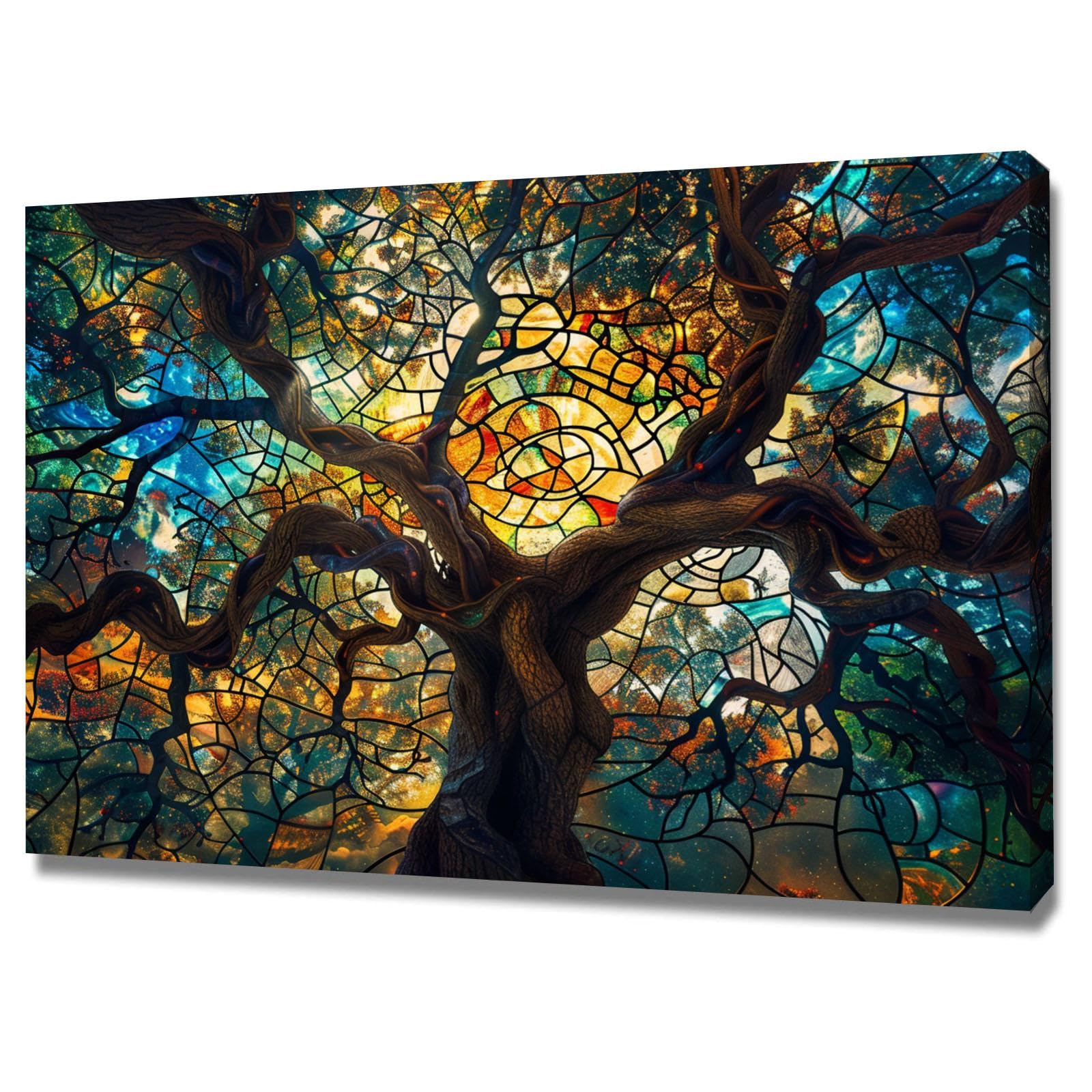 Tableau arbre de vie abstrait 50x70cm encadré pour décoration murale - 7