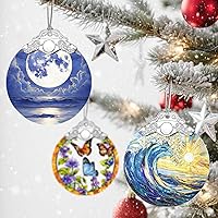 Vista 5 de Adornos de Navidad: adorno de vitral, adorno de árbol de Navidad, adornos colgantes para decoración del hogar y decoraciones del árbol de Navidad