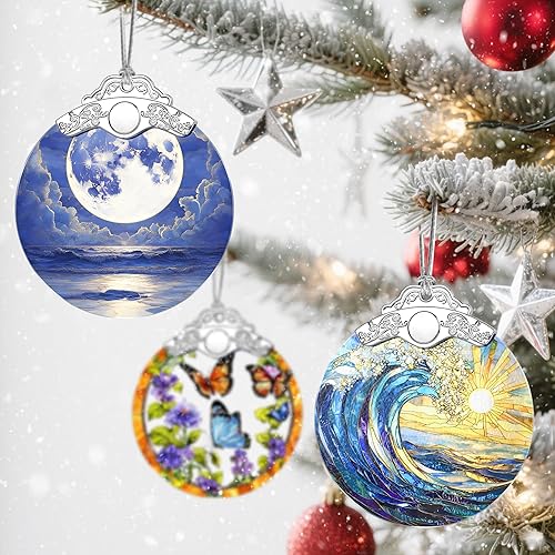 Miniatura 5 de Adornos de Navidad adorno de vitral, adorno de árbol de Navidad, adornos colgantes para decoración del hogar y decoraciones del árbol de Navidad -