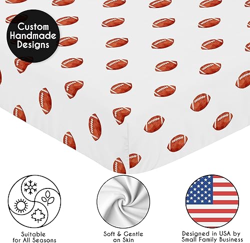 Miniatura 5 de Sweet Jojo Designs Sábana bajera ajustable para cuna de niño de fútbol marrón y blanco para bebé, recién nacido, habitación de bebé, colchón