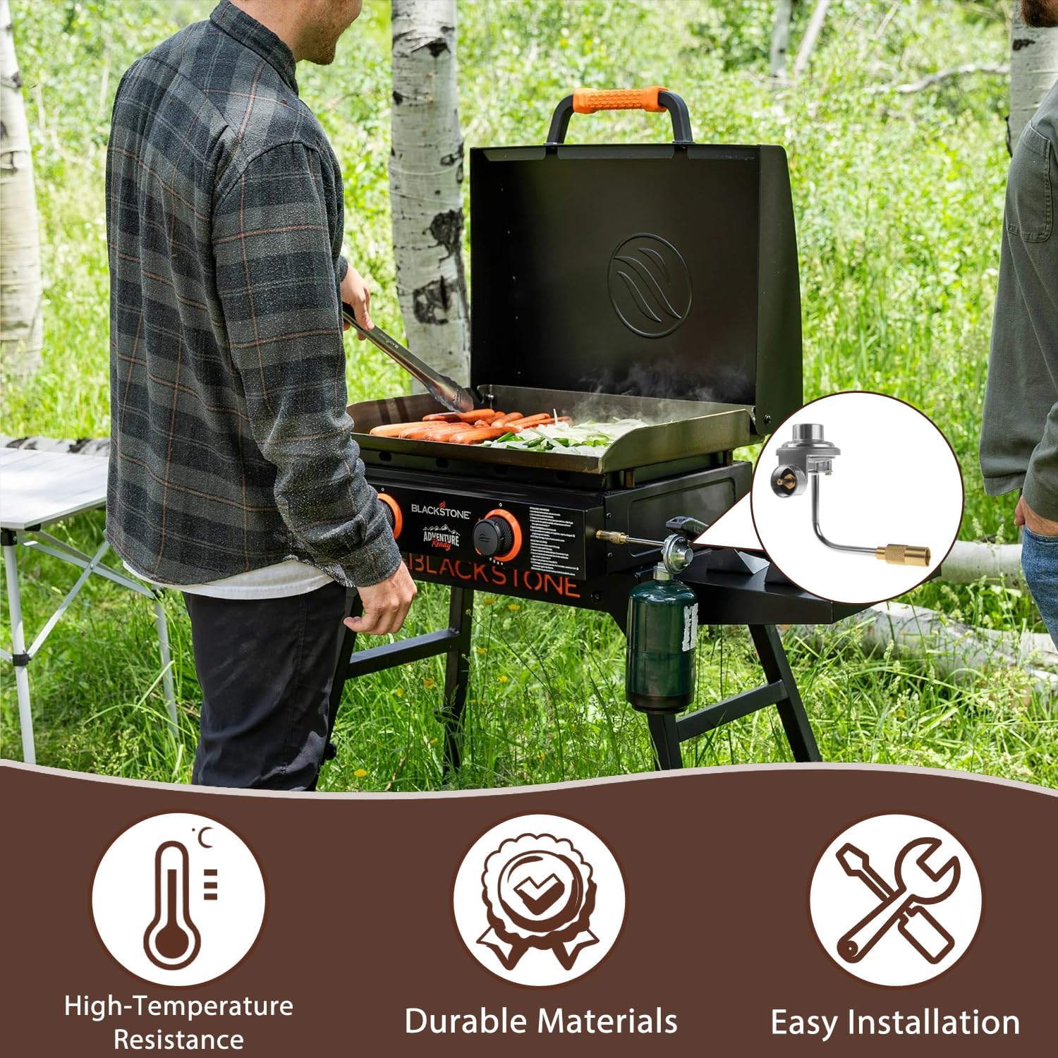 Griddle Regulator with 5FT Propane Adapter Hose for Blackstone 17/22 Inch Tabletop Griddles, Gas Regulator for CharBroil 19952085，Adjustable Propane Regulator for Pit Boss 22" Grill Griddles