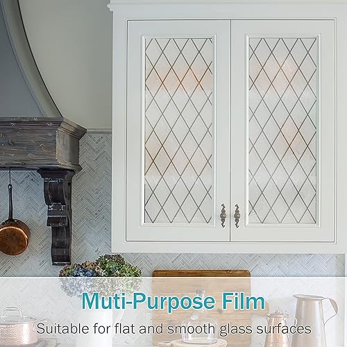 Miniatura 6 de VELIMAX Película esmerilada de celosía para ventana, película de privacidad para ventana, vinilo estático, adhesivo opaco de vidrio, no adhesivo,