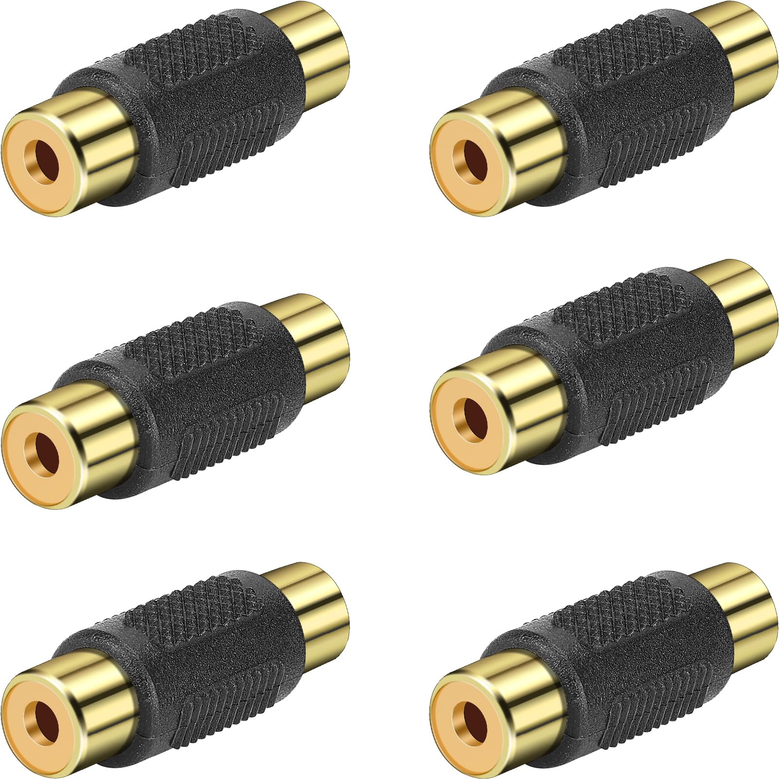 SAISN RCA Female to Female Coupler, 6 Pack Audio Video Adapter Connector Gold Plated RCA Jack to Jack Converter for Amplifier, Speaker, TV