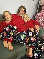 Vista 4 de Ekouaer Christmas Pajamas Matching Family Pj Set Long Sleeve Tops and Plaid Pants for Sleepwear Soft Loungewear Pjs
