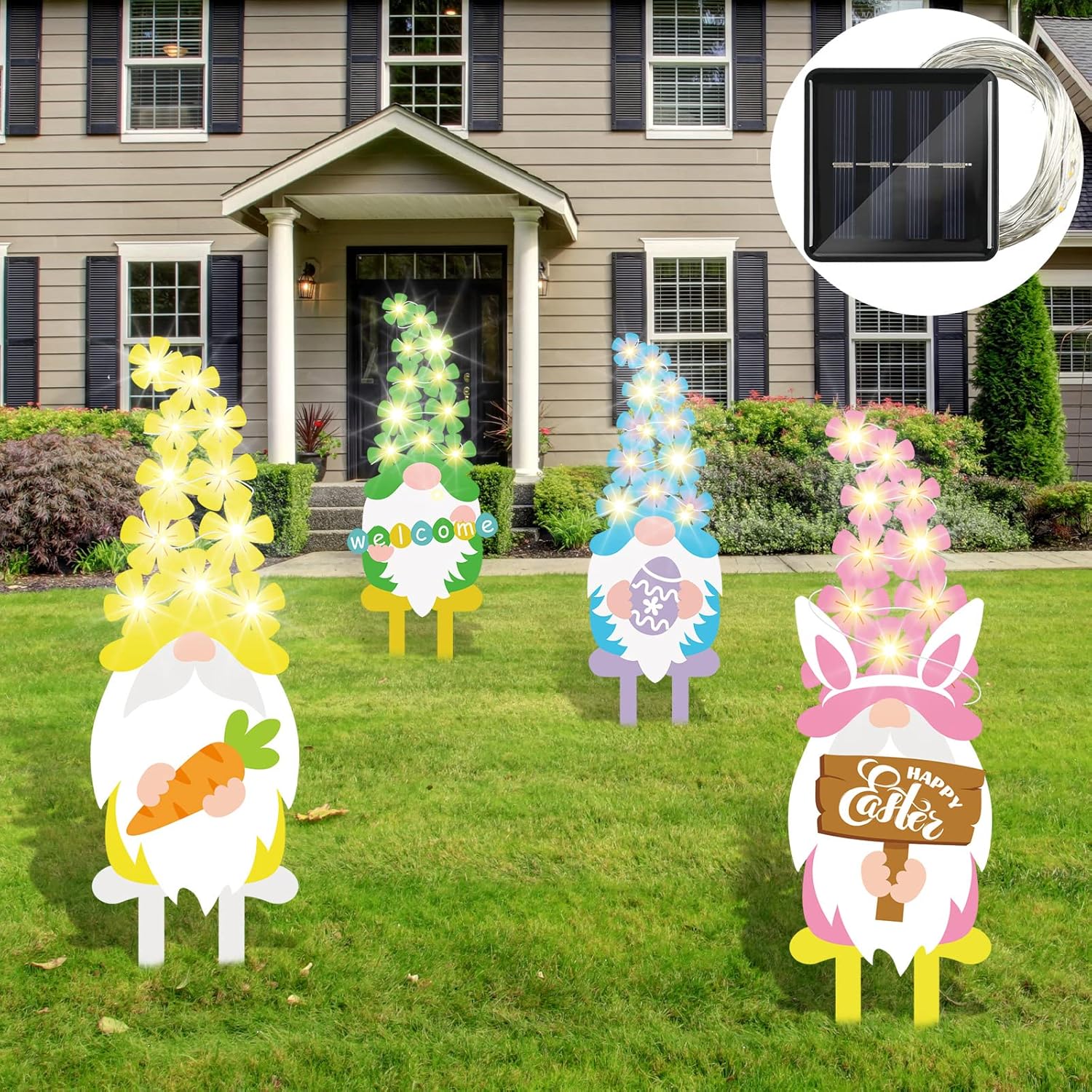 4 Pcs Metal Easter Yard Signs Decorations Outdoor
