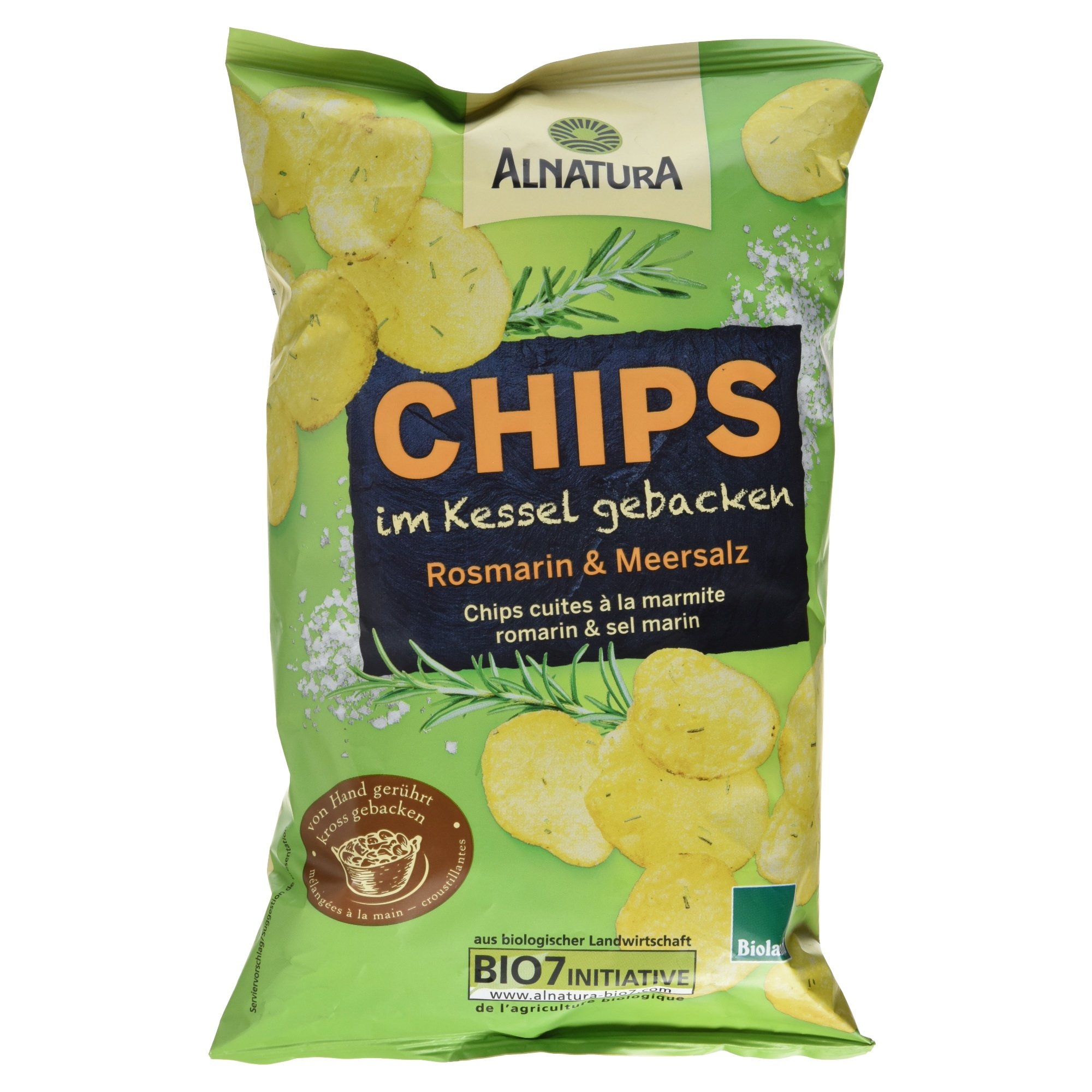Alnatura Bio Chips im Kessel gebacken, Rosmarin und Meersalz, 125g