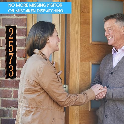 Vista 188 de Placa de dirección de metal personalizada, letreros de números para placa de pared de casa, letrero de dirección de nombre de calle, números de casa