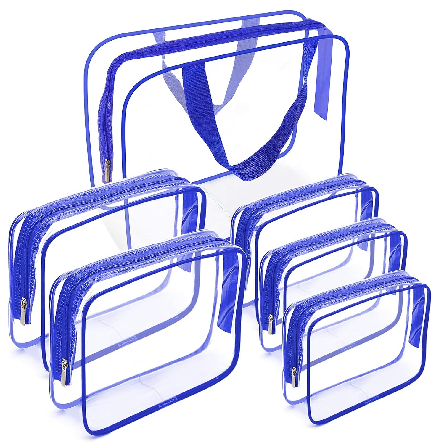 APREUTY Clear Makeup Bags, TSA Approved 6Pcs Cosmetic Makeup Bag Set Clear PVC with