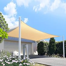 7 x 8 Beige Rectangle Sun Shade Sail Canopy, 95% UV Blockage Awning Shelter Fabric Cloth Screen for Patio Outdoor Backyard - Heavy Duty Commercial Grade Custom Size - Made in USA