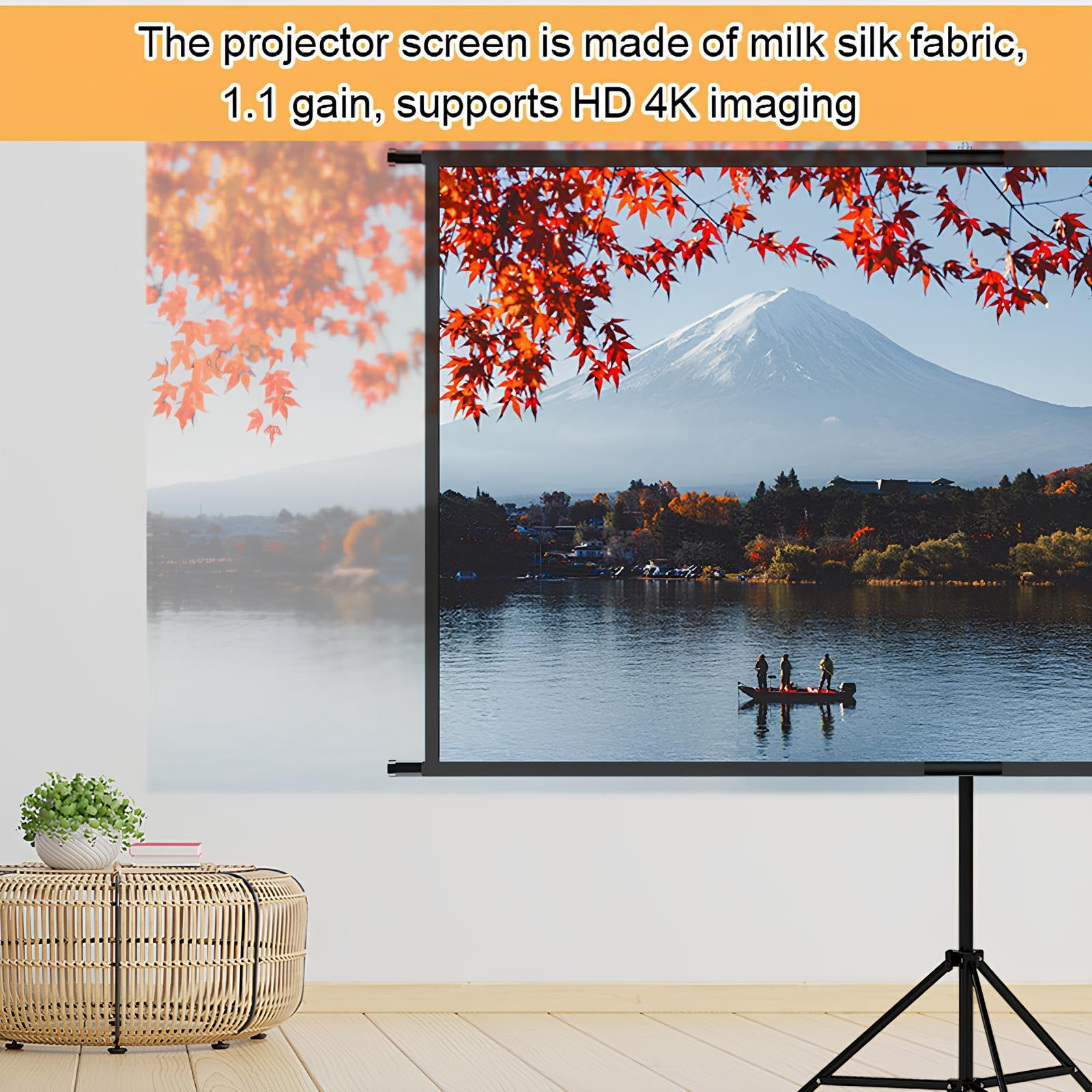 100/120 Pollici Telo Proiettore con Treppiede, 16:9 4K HD Schermo Proiettore Portatile per il Trasporto per Interni ed Esterni, Home Cinema, Giardino(100inch(16:9))