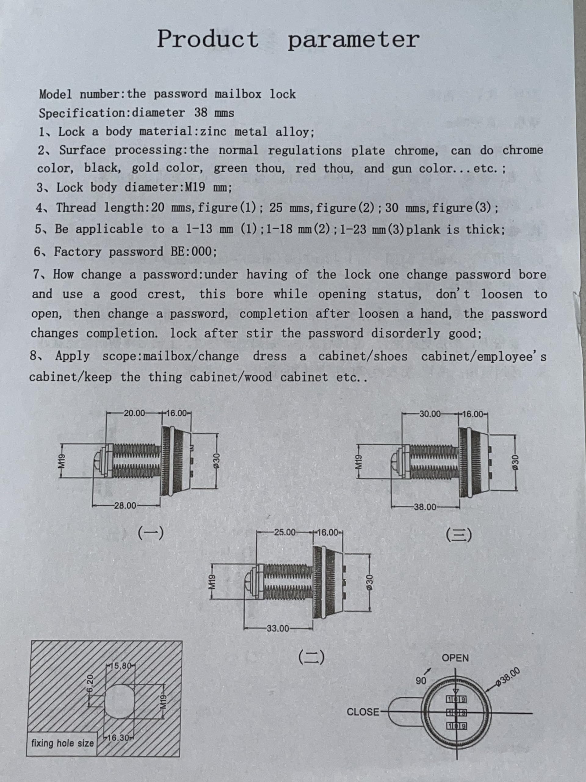 2 Piezas Cerradura de Vombinación de Cajón, Codificada Contraseña, Combinacion Cam Lock, Cerradura de Buzón de Combinación, para Buzón de Cajón de Gabinete