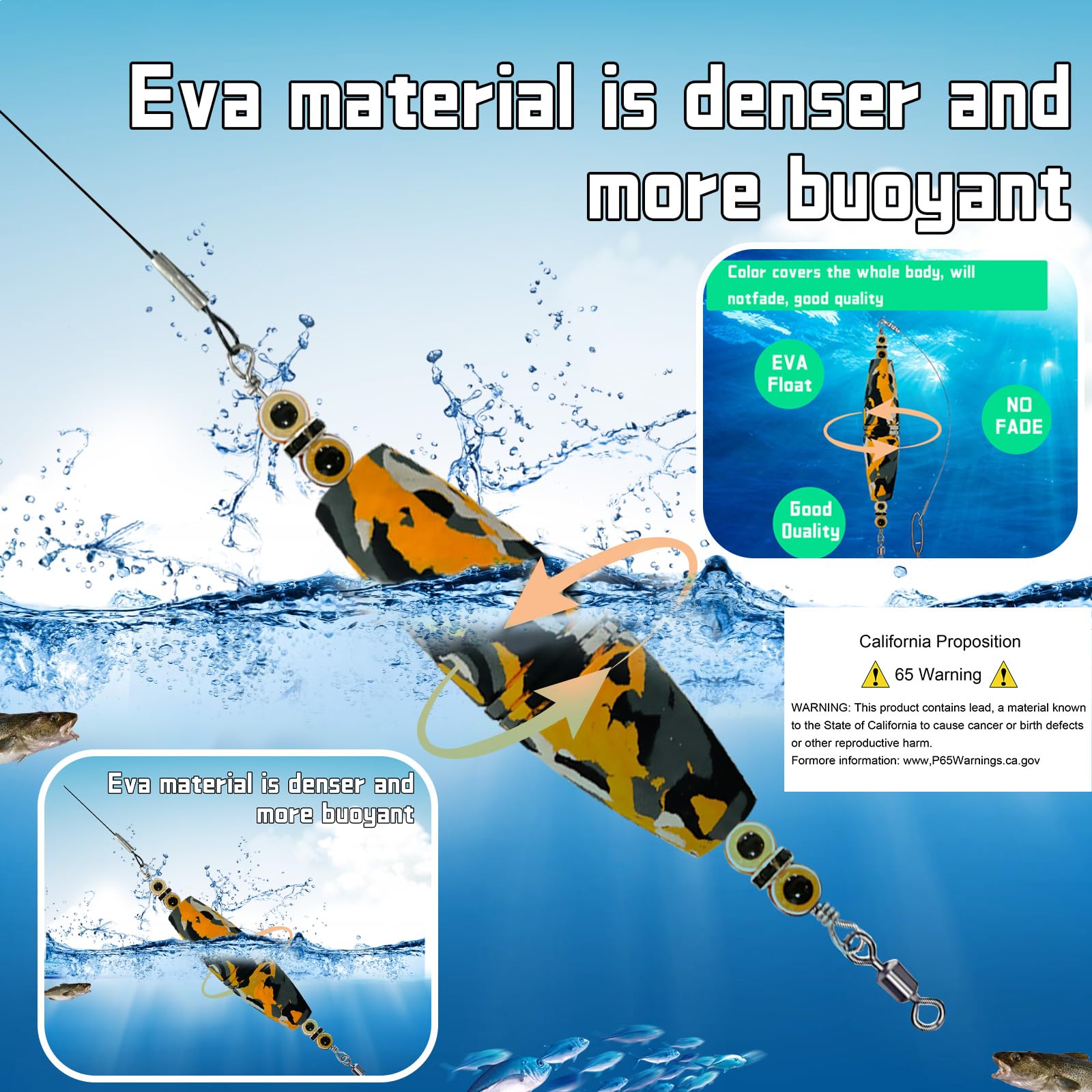 Pfeibk Catfish Rig for Bank Fishing Catfishing, EVA Catfish Float Rigs Popping Corks Chunky Rigs Gear Catfishing Equipment Tackle Combo, Santee Rig with Octopus Circle Hooks (Orange)