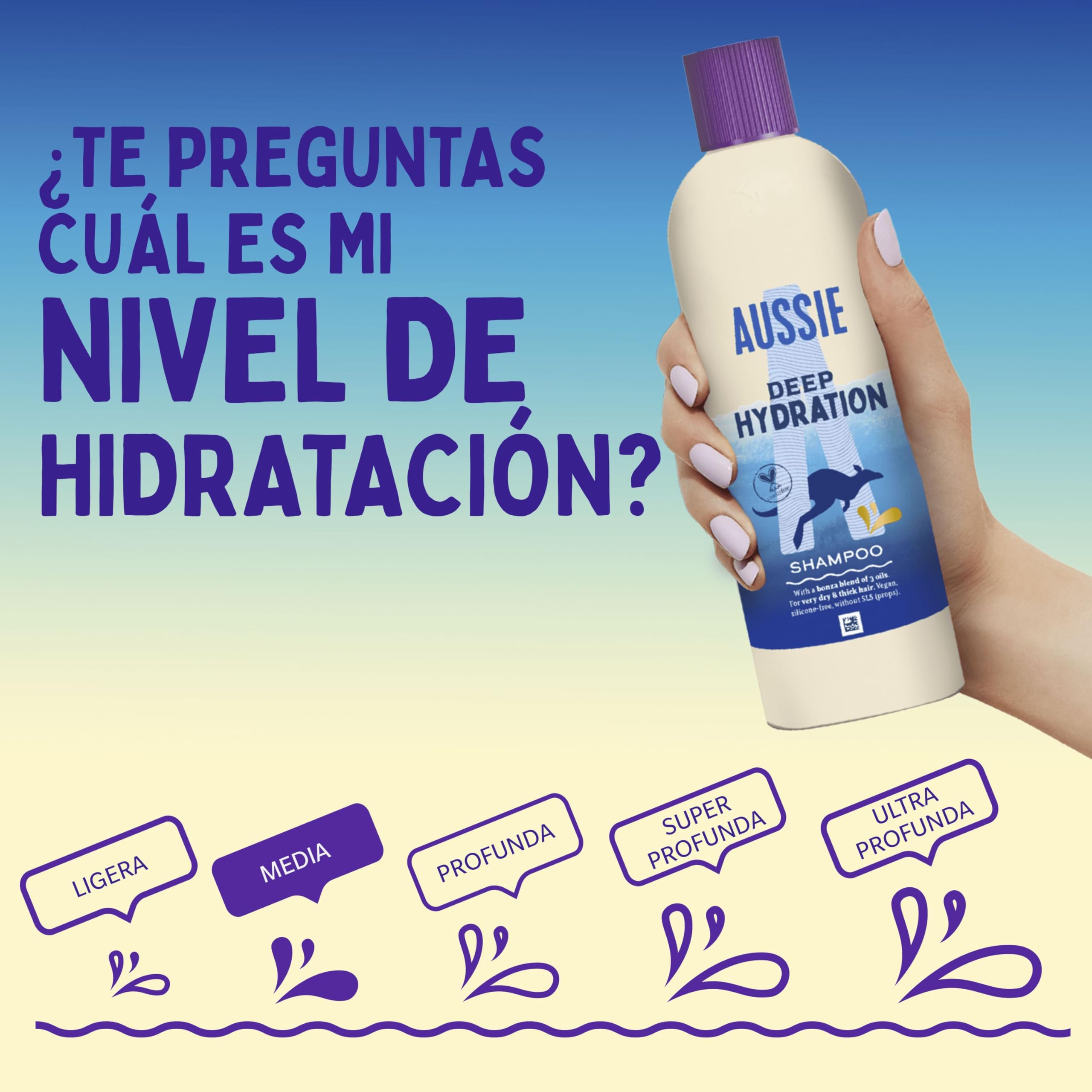 Aussie Hidratación Profunda Champú 300ml + Mascarilla 500ml + 3 Minute Miracle 250ml para Hidratar el Pelo Muy Seco y Grueso