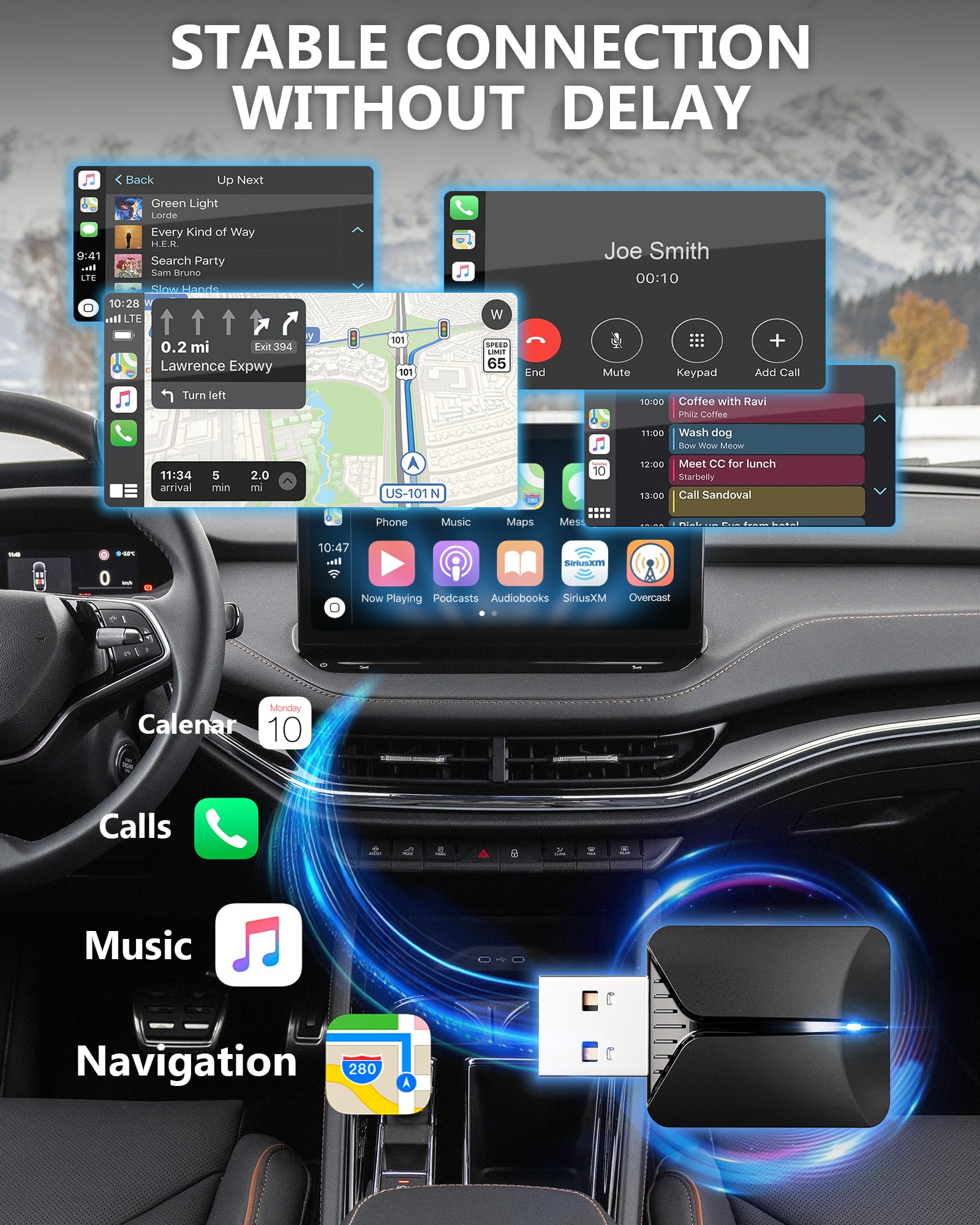 Bezprzewodowy adapter CarPlay – adapter samochodowy z systemem Android 2 w 1, bezprzewodowy 5,4 i Wi-Fi 6 GHz Plug & Play, mini rozmiar z przedłużaczem USB i USB C/typ C, stabilne połączenie