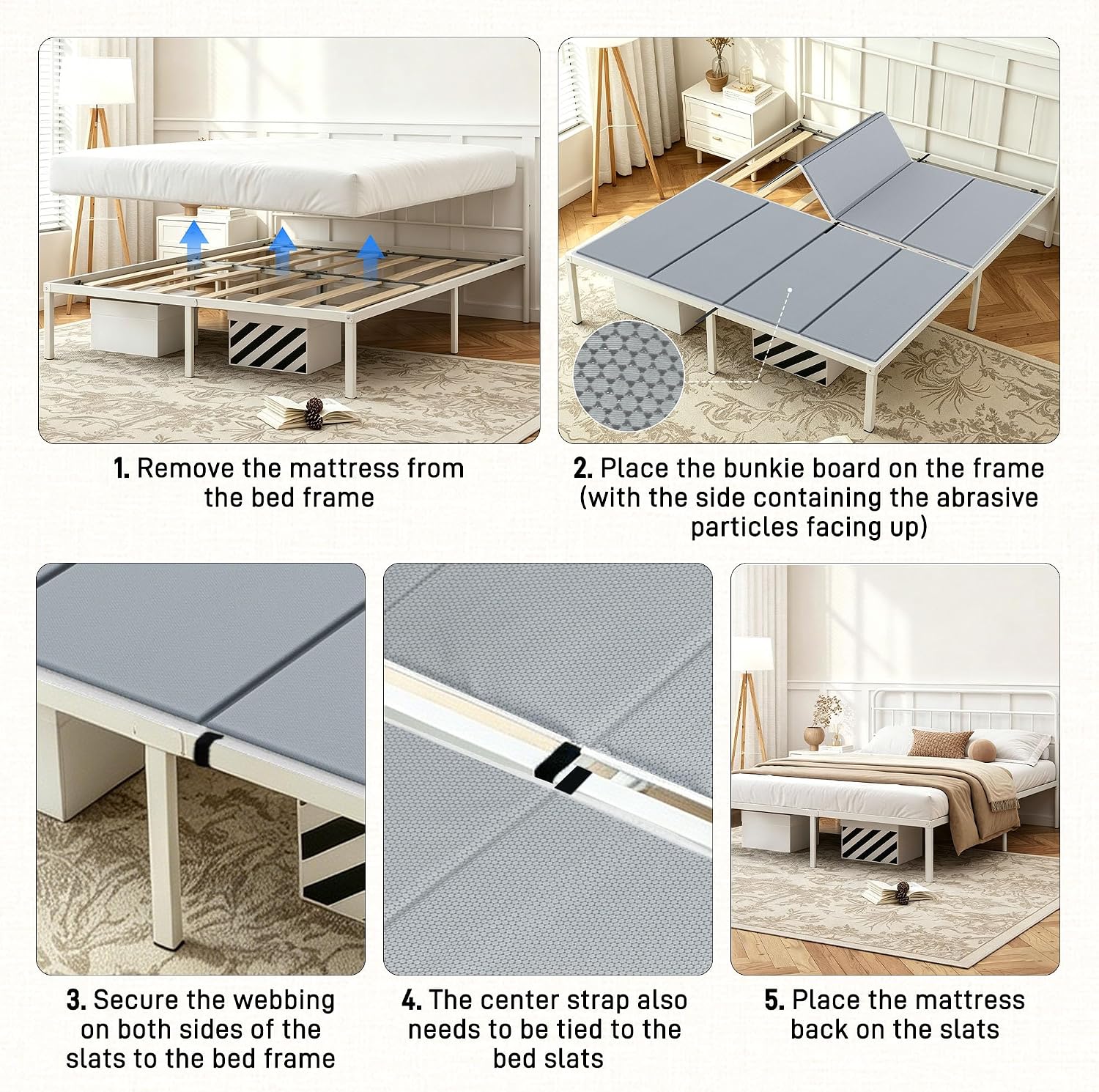 Anothera King-Size Bunkie Board(76x80''), 10mm Anti-Slip Structural Bed Board for Slatted Bed Frame, Breathable Moisture Resistant Noise Reducing Bed Board for Under Mattress Support