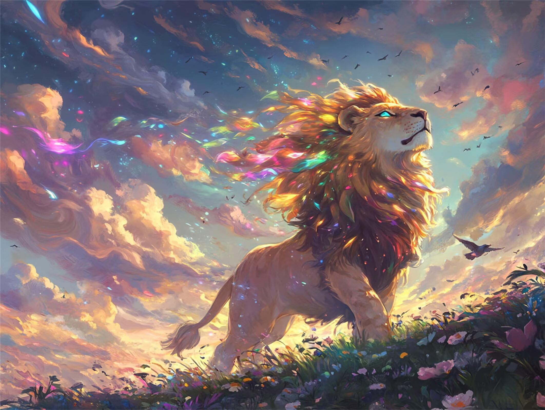 Pintar por Numeros León Pinturas Acrilicas Fantástico Pintura por Numeros Lienzos para Pintar, Pintura Acrilica Manualidades, Decoración para Hogar, Regalos Cumpleaños, 90x120cm Sin Marco, q-794