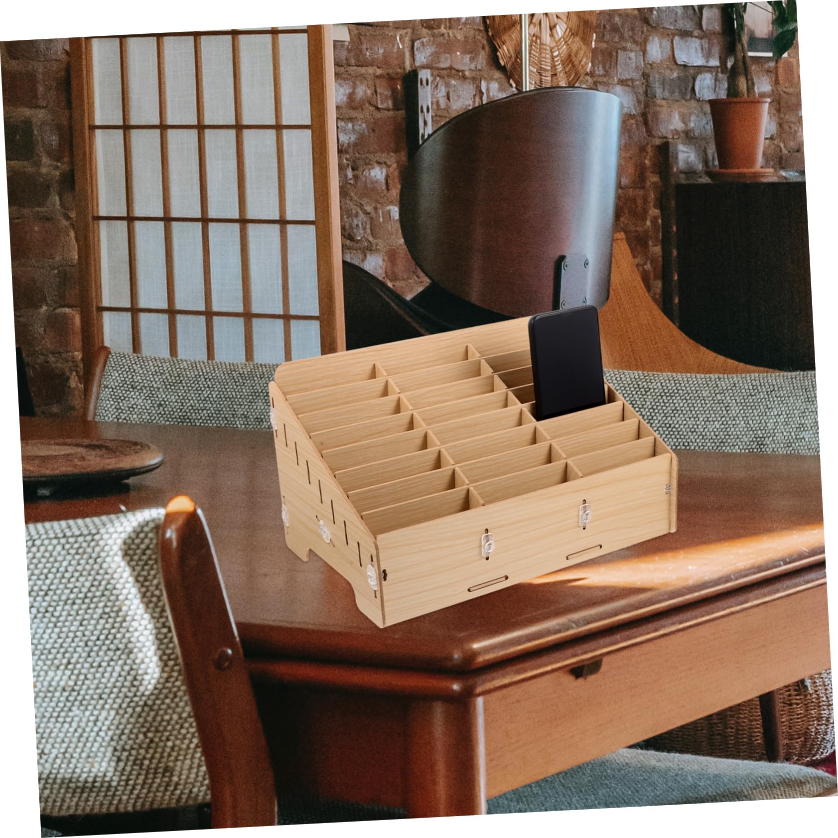 PRETYZOOM Holz Schreibtisch Organizer mit 24 Fächern für Handy und Stifte