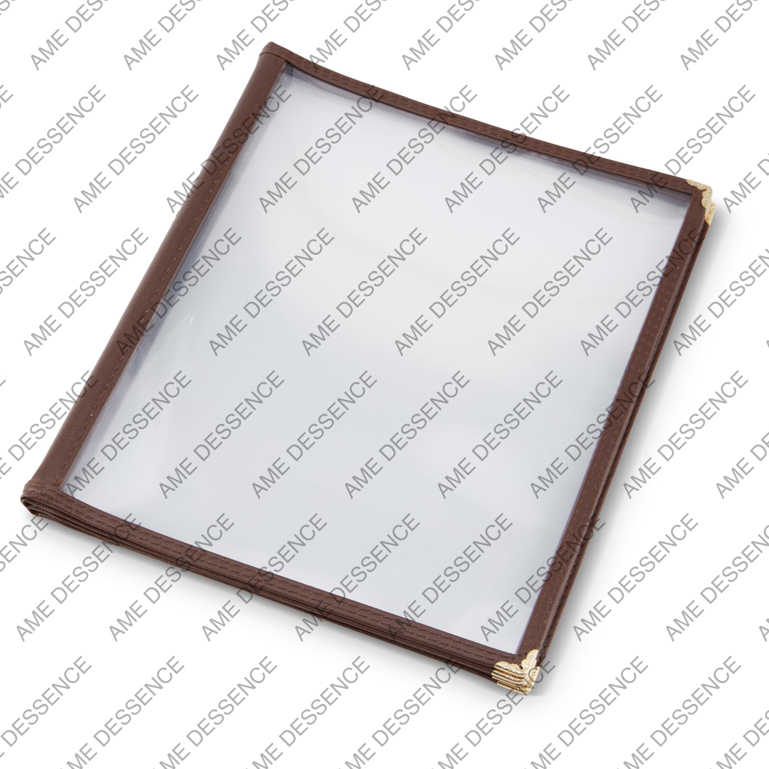 (10 Pack) AME D’ESSENCE Brown Trimmed 4 Page Book Fold Menu Cover, 8.5