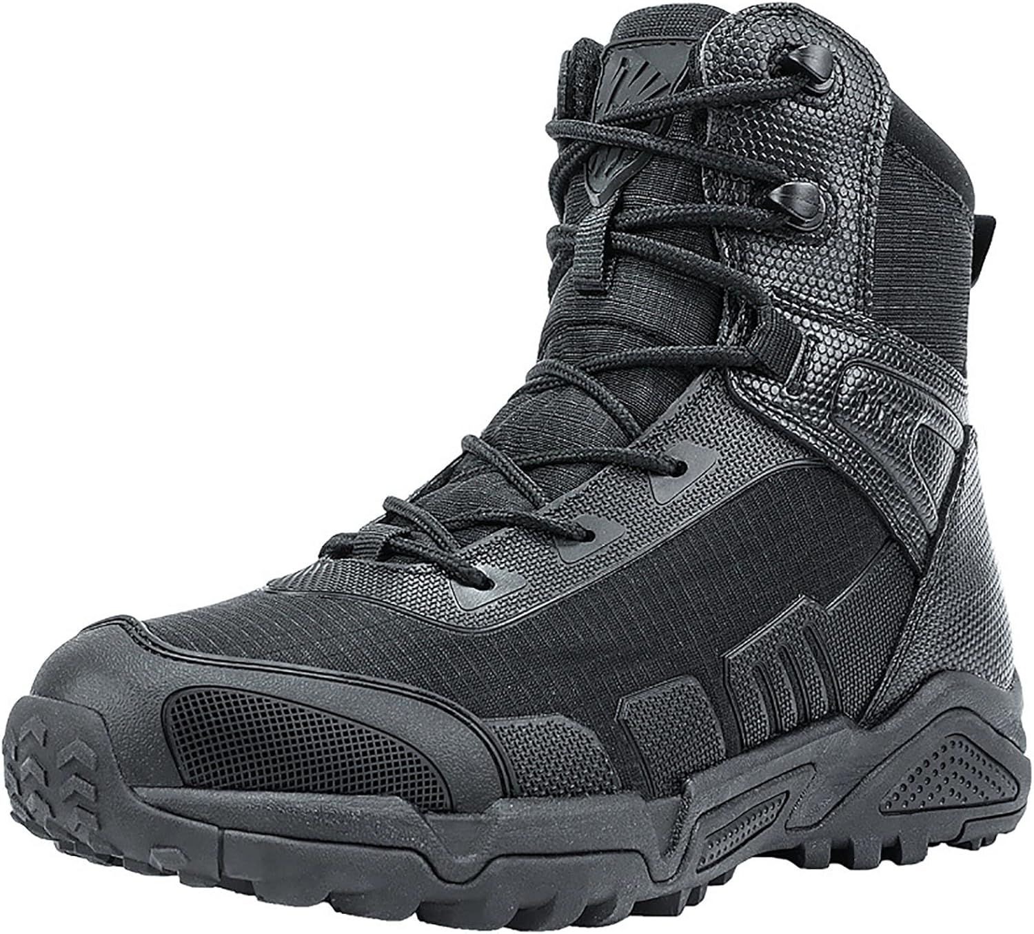 CLSQLXYJZC For Men Lightweight Tactical Boots, Comfort Durable Rubber Sole Military Work and Desert Boots, Lace-up Lightweight Waterproof Breathable Military Boots (Color : Black, Size : 9)