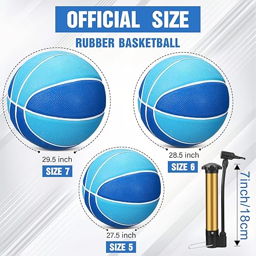 Miniatura 2 de Jenaai 6 pelotas de baloncesto de goma de tamaño oficial, bolas de calle multicolor con bomba de inflador, juego de baloncesto liso para adultos y