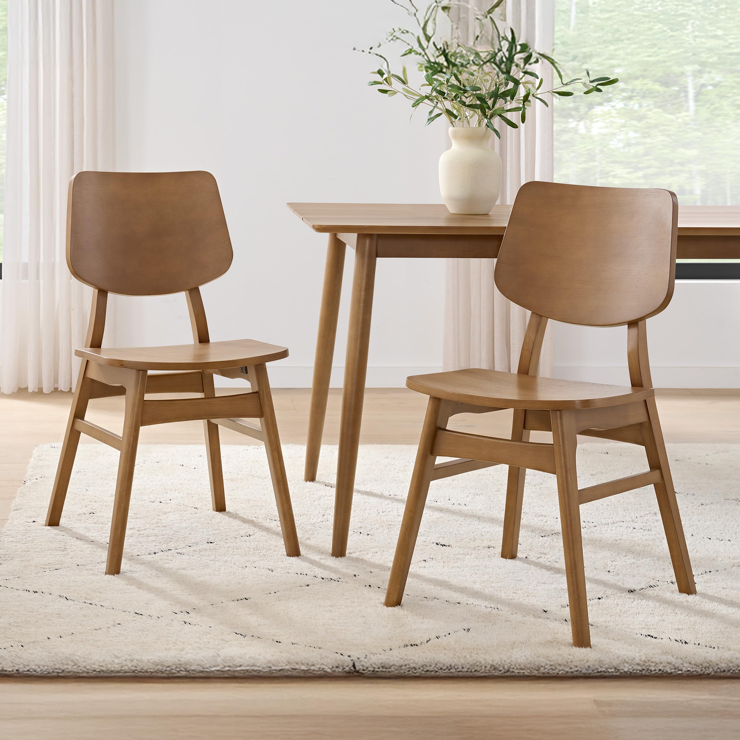 Alaterre Furniture Calais Mid Century Modern Dining Chairs Set of 2 - Solid Wood Chair Set with Minimalist Design - Mid Century Modern Furniture for