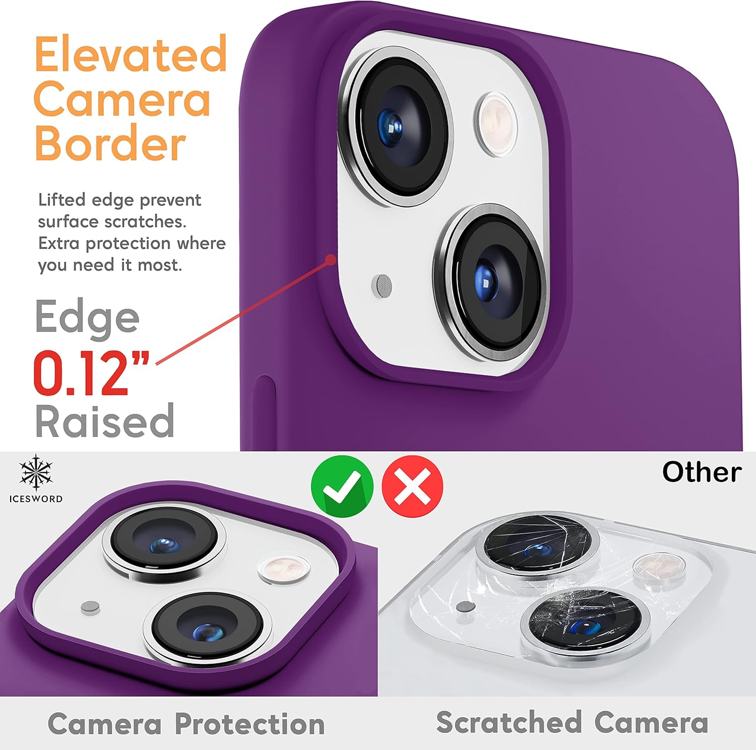 IceSword Compatible with iPhone 14 Plus Case Deep Purple, Liquid Silicone Phone Case Cover Slim Protective, Soft Anti-Scratch, Royal Dark Purple [Shockproof] 6.7 inch, 14Plus - Deep Purple