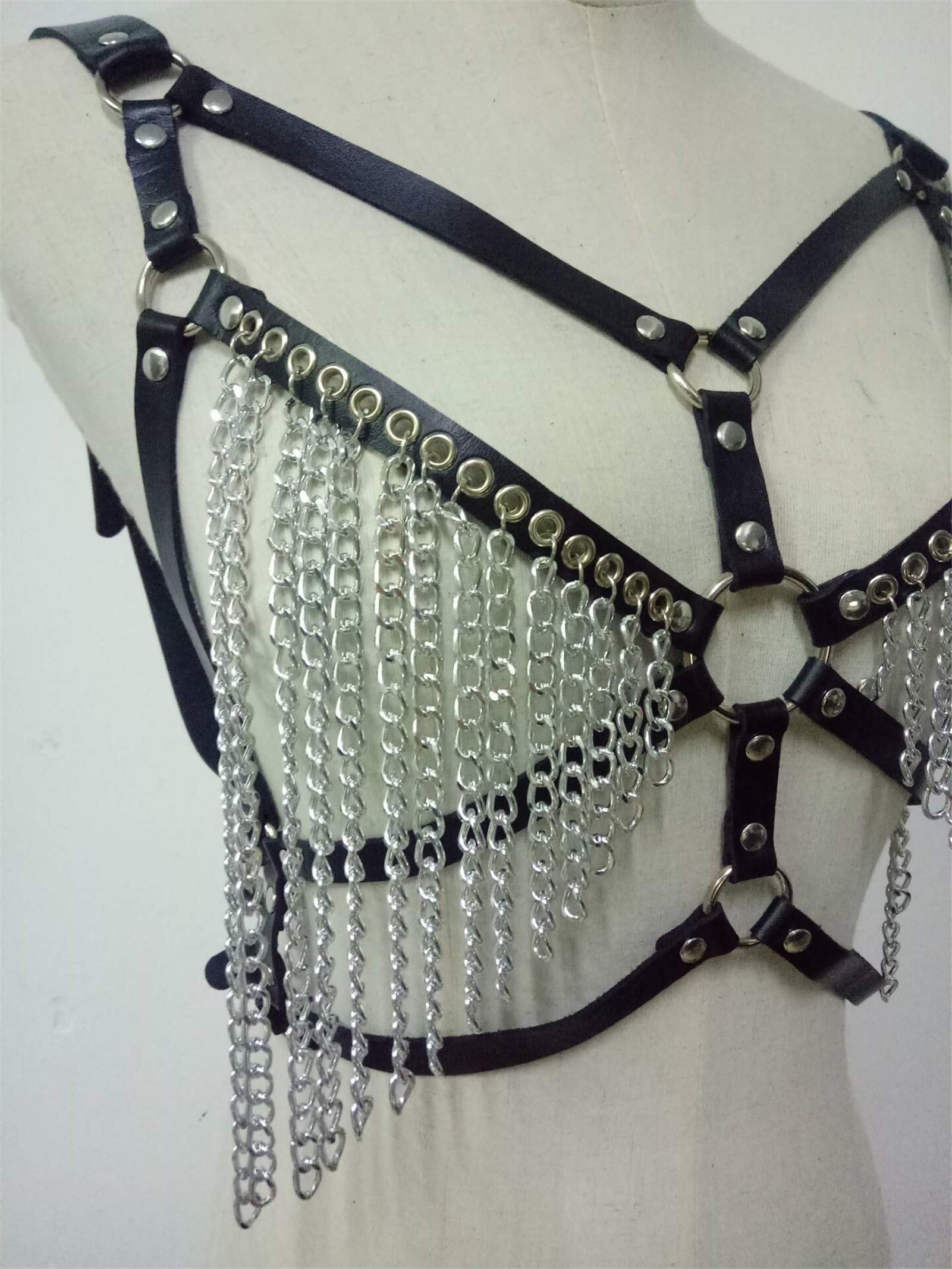 Bijoux De Corps Harnais Punk En Cuir Pour Soutien-gorge, Chaîne De Corps, Chaînes De Taille Sexy, Chaînes De Corps Pour Boîte De Nuit, Bal De Promo, Ceintures De Ventre Tendance Pour Femme