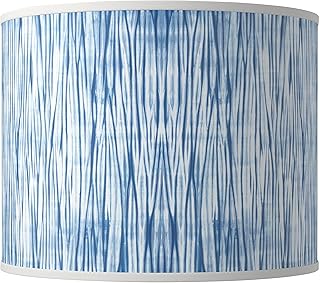 Round Hardback Drum Print Lamp Shade Beachcomb White Blue Medium 14