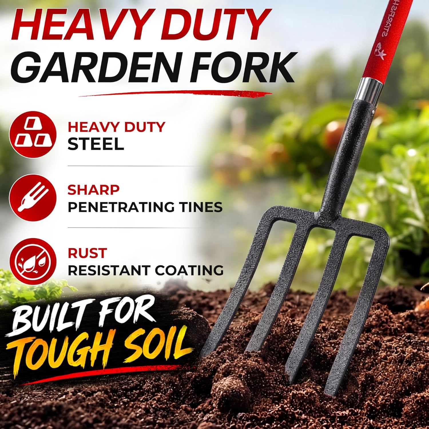 Garden Digging Forks with Premium 4-Tine Forged Steel Digging Fork D-Grip Handles 41" Sturdy Metal D-Handle Virtually Unbreakable Gardening Tool 2 Pcs
