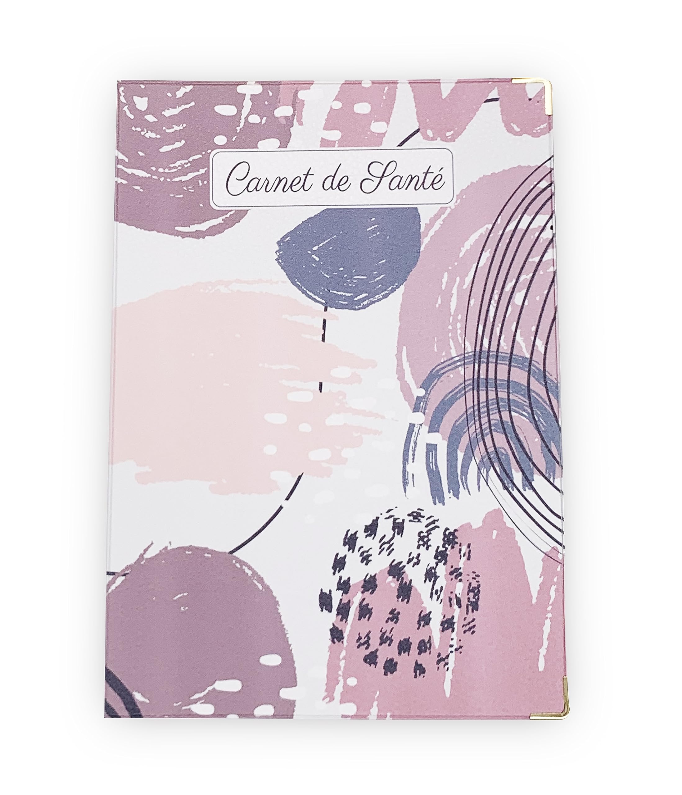 Nemau - Protège Carnet de Santé en Simili Cuir – Fabriqué en France - Étui Carnet Bébé Enfant Fille ou Garçon Adulte - Format Maternité Standard - Idée Cadeau Naissance - Modèle Abstrait Rose et Gris