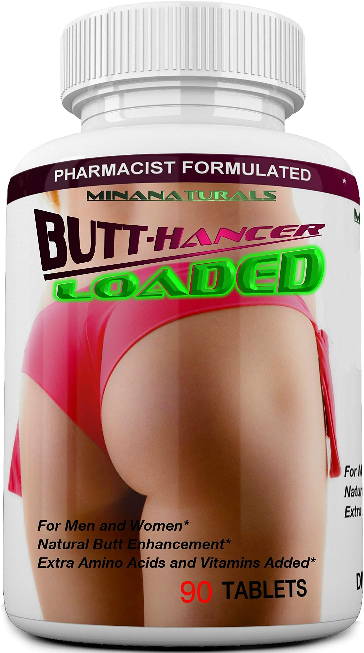 BUTTHANCER Loaded The Natural Butt Enlargement & Butt Enhancement Pills. Glutes Growth and Bigger Booty Enhancer Pills Plus Skin Tightener. 90 Tablets