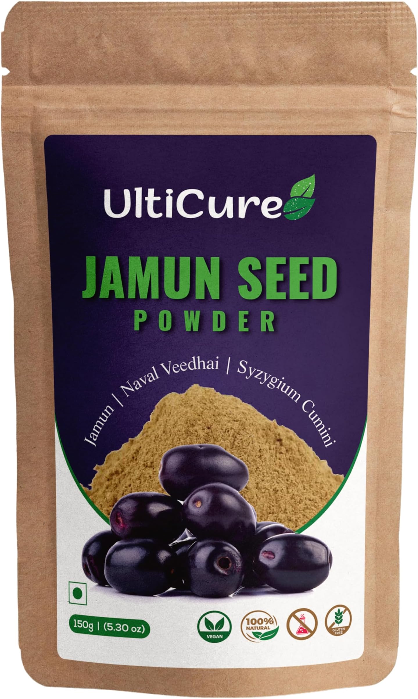 Ayurveda Jamun Seed Powder for Diabetes - 150 g 100% Natural Made with Oldest Traditional Method Good for Diabetes, Control blood glucose level.