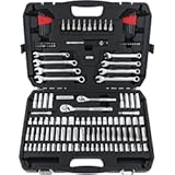 Amazon Basics Mechanic's Socket Tool Set With Case, Metric Sizes, 145-Piece