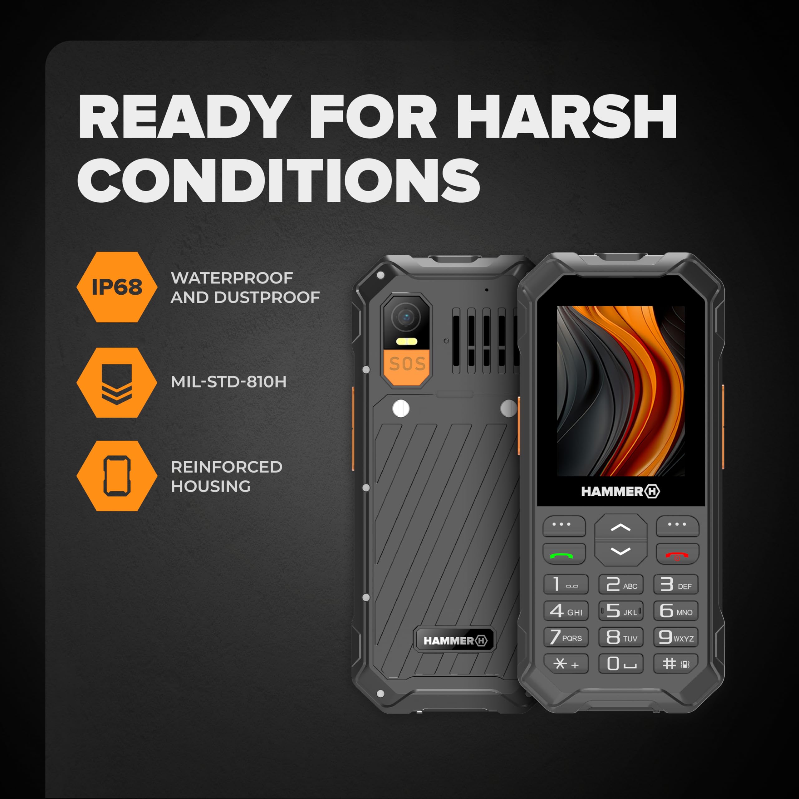 Hammer 6 LTE Téléphone à touches IP68 2500mAh 2,4 pouces