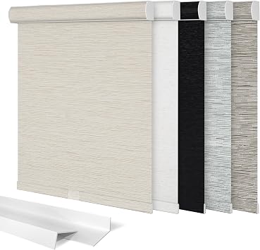 Blackout Roller Shades for Windows,Cordless Roller Blinds,Thermal Insulated Figured Fabric UV Protection Window Blinds Pull Down for Home,Door,Office,Bedroom,Beige,Custom Sizes...