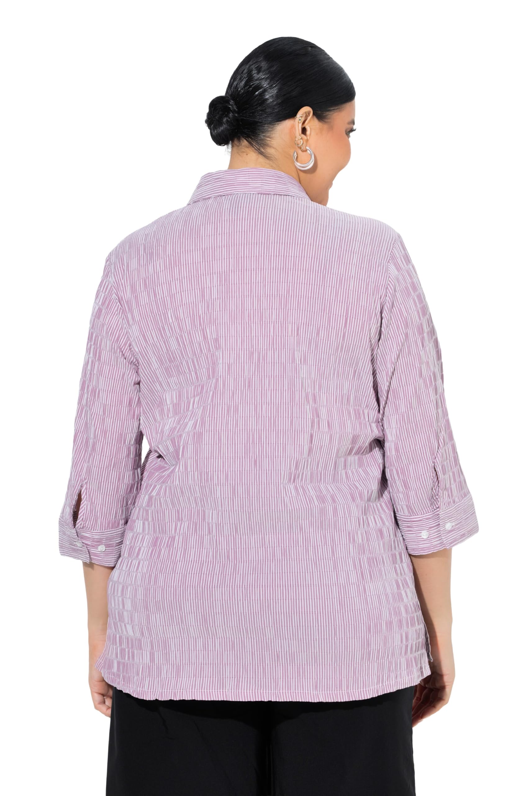 Ulla Popken Damen große Größen Übergrößen Plus Size Hemdbluse, Sternenmuster, Langarm, Viskose 751291
