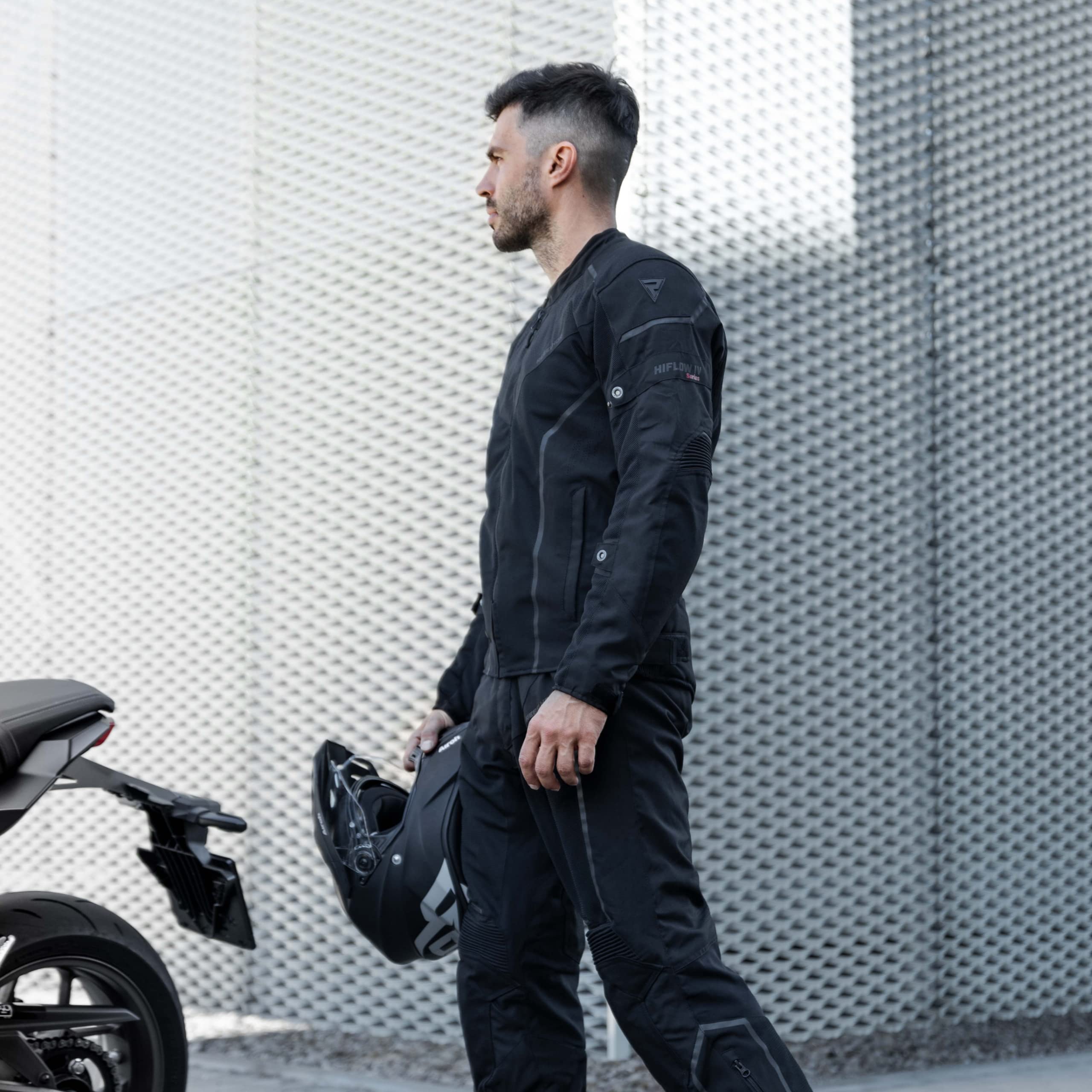 REBELHORN Hiflow IV męska kurtka motocyklowa | zdejmowana membrana Humax | ochraniacze na łokcie i ramiona poziom 2 | wstawki wentylacyjne z siateczki | zdejmowana podszewka termiczna