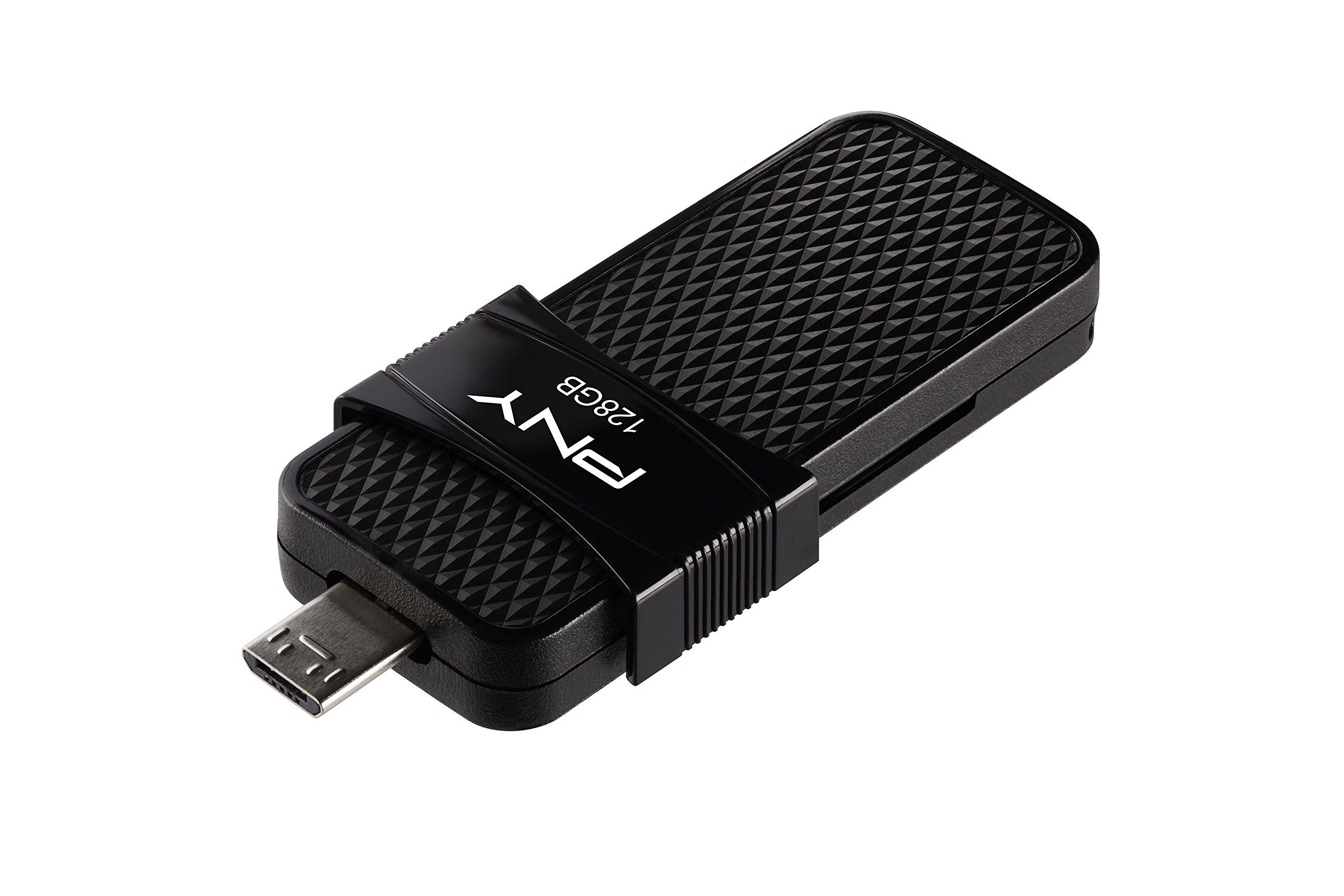 PNY P-FD128OTGSLMB-GE 128GB 2.0/3.0 (3.1 Gen 1) Conector USB Tipo A Negro Unidad Flash USB - Memoria USB (128 GB, 2.0/3.0 (3.1 Gen 1), Conector USB Tipo A, Deslizar, Negro
